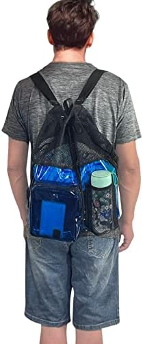 MildBeer Heavy Duty Semi-Transparent Mesh Drawstring Rucsac Bag pentru jocuri sportive înot de gimnastică plajă călător