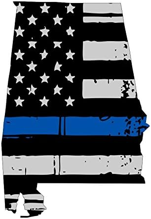 Alabama Tattered Thin Blue Line Flag SUA Onorând bărbații și femeile noastre de aplicare a legii Simbol auto -autocolant Decal