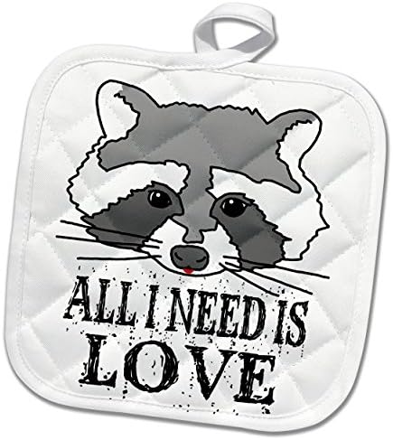3Drose Funny Raccoon Face tot ce am nevoie este de Love Purs, 8 x 8, alb