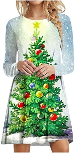 Camasa rochii pentru femei Midi lungime pulover rochie Crăciun 3D imprimate Y2K Rockabilly vacanță Casual Sundress