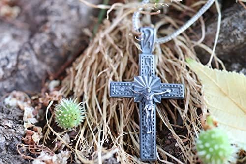 ATELIER DIVIN Iisus Hristos Crucifix Charm colier de argint pandantiv / 925k argint Creștin Religios Bărbați pandantiv / argint