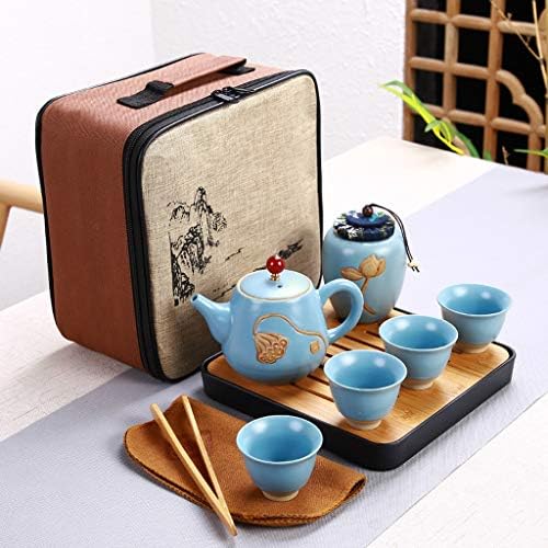 Xwozydr Teapot ceramică O oală Patru Cupa Călătorie în aer liber Kung Fu Teapot Tote Bag Set TCUP Kung Fu Tea Set Set Chinese