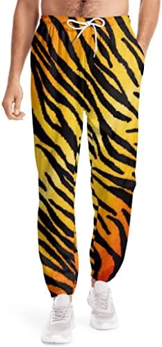 Pantaloni de transpirație pentru bărbați Pantaloni pentru animale Tiger Black Gold Gold Pantaloni de jogger confortabili pantaloni