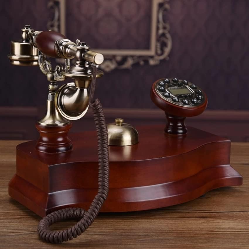 Telefon cu telefon fix din lemn solid cu ID -ul apelantului, cadranul butonului, retrogradarea handsfree, tonul de apel mecanic