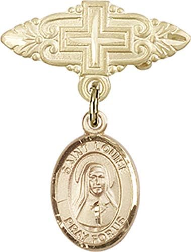 Bijuterii Obsession insigna pentru copii cu farmecul St. Louise de Marillac și insigna Pin cu cruce / Aur umplut insigna pentru