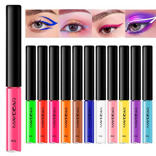 Maydear UV lichid Eyeliner Set, 12 culori fluorescenta impermeabil foarte pigmentat Ochi Creion de linie