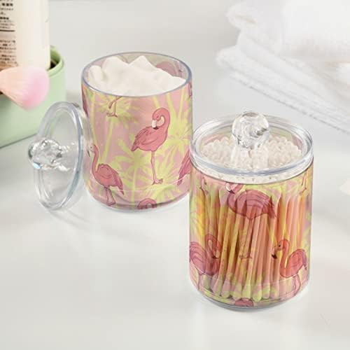 Flamingo Pam frunze bumbac tampon titularul baie containere Borcane cu capace Set bumbac minge Pad rotund titularul Jar pentru