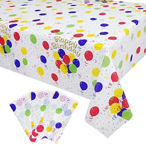Firstsix față de masă dreptunghiulară, 3 pachete 54x108 Inch baloane colorate pânză de masă din Plastic pentru 6ft până la