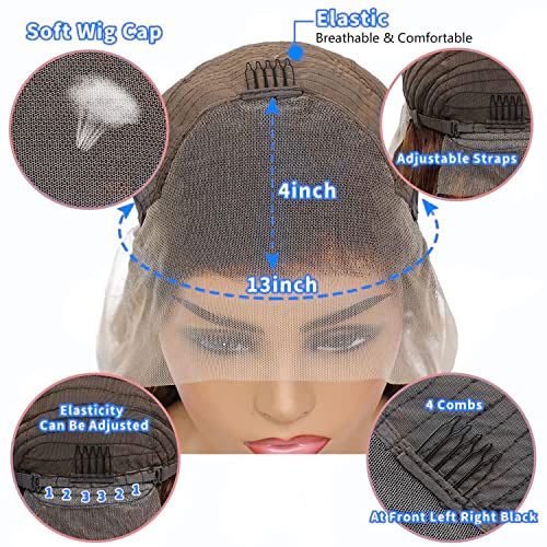 Alididi Highlight Ombre 13X4 HD dantelă transparentă peruci față păr uman 4/27 culoare Glueless miere blondă Dantelă dreaptă