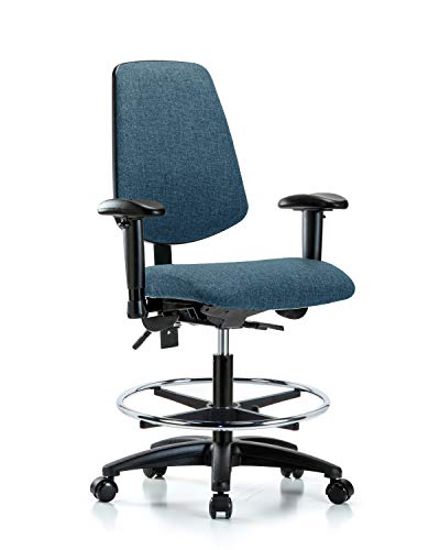 LabTech sitting LT42341 scaun mediu de bancă, țesătură, bază din nailon cu spate Mediu-înclinare, brațe, inel pentru picioare