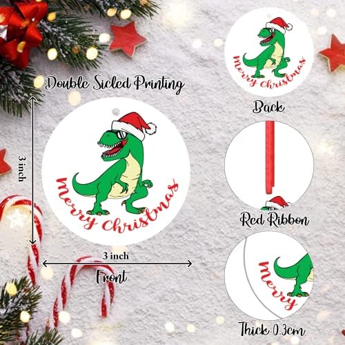 Godblessign Dinosaur Ceramic Christmas Ornament Tree Rex Decorațiuni veselă cu pălărie de Moș Crăciun Hanging 2021 Rex-B
