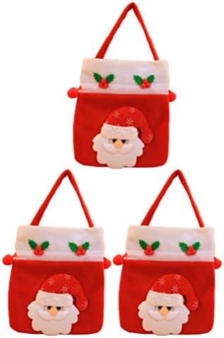 DOITOOL 3 buc Crăciun flanel Fabric Geantă de mână cadou sac portabil Cartoon bomboane Geantă de mână Husă acasă decoratiuni