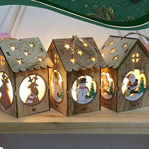 LED -uri de păpuși din lemn LED Villa Ornamente de Crăciun Decor de Crăciun pentru copaci de Crăciun - Lumini strălucitoare