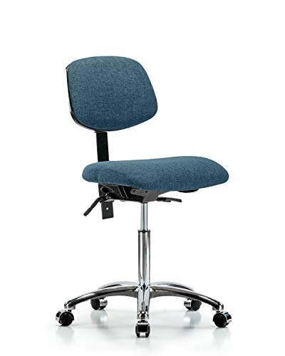 LabTech Seating LT42089 scaun mediu de bancă, țesătură, bază cromată-role cromate, Albastru