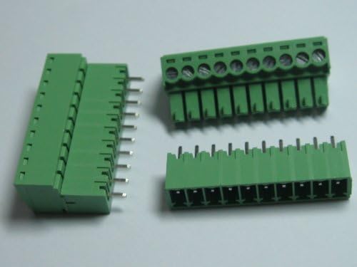 2 PC-uri Pitch 3,81mm 10 Way/Pin șurub Conector bloc de bloc cu culoare verde cu pin verde, tip skywalking