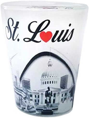 Oraș marfa St Louis alb-negru fotografie orizont suvenir Shot Glass