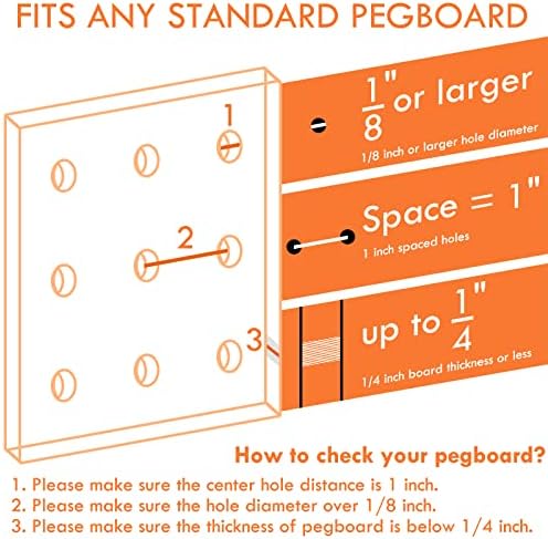 G. CORE 1/8-Inch și 1/4-Inch peg Board Accesorii, 4 Pachet coșuri Pegboard și 16 pachet Pegboard utilitate cârlige peg board