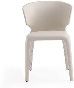 Manhattan Comfort Conrad Mid Century Modern scaun tapițat din piele artificială, Set de 2, cremă