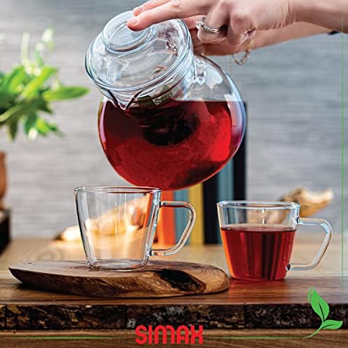 Pot cu ceai de sticlă Simax cu perfuzie: oală de ceai cu frunze libere - ceainic de ceai din sticlă pentru topul sobei - ghivece
