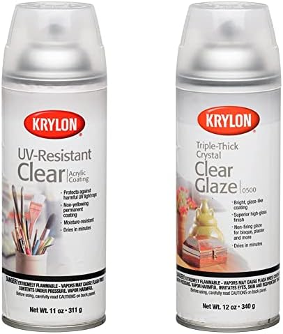 Krylon K01305 Galerie Series Artist and Clear Coatings Aerosol, 11 uncii, UV rezistent la Gloss și I00500A00 Triple Gros Glaze