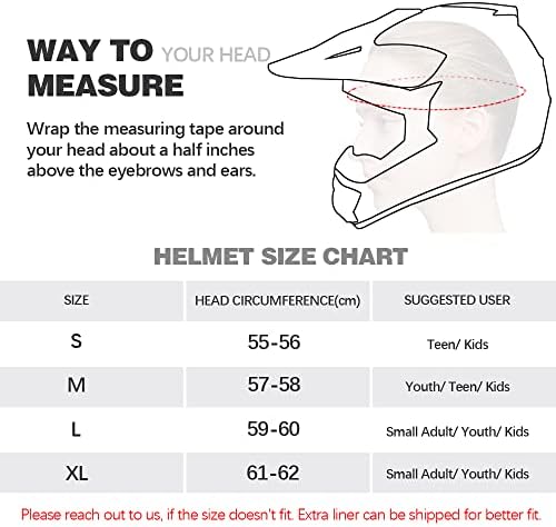 Casca de motocross ttmiku dot pentru tineri, cască cu față completă pentru mizerie pentru motocicletă pentru motociclete cu
