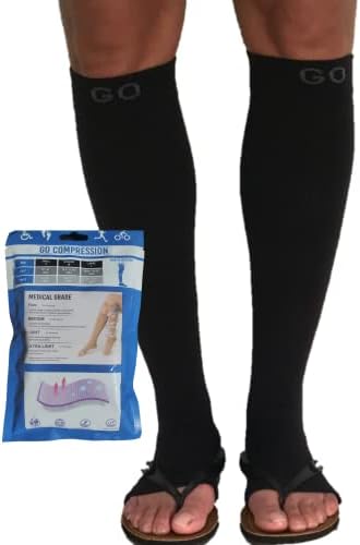 Mergeți șosete de compresie pentru femei deschise 20-30 mmhg genunchi înalt gradat de compresie fără genunchi, ciorapi de compresie