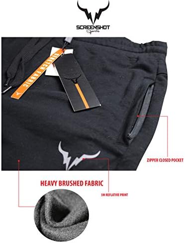 Screenshot Sports Mens Premium Slim Fleece Pants Buzunare cu fermoar - Jogger Jogger Fitness Antrenament Gym