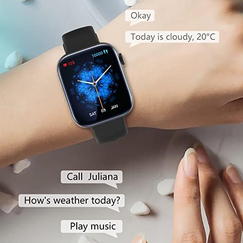 Ceasuri inteligente pentru femei și bărbați, 1,8 inch HD complet cu ecran complet Smartwatch Fitness Ceas cu apel/text/ritm