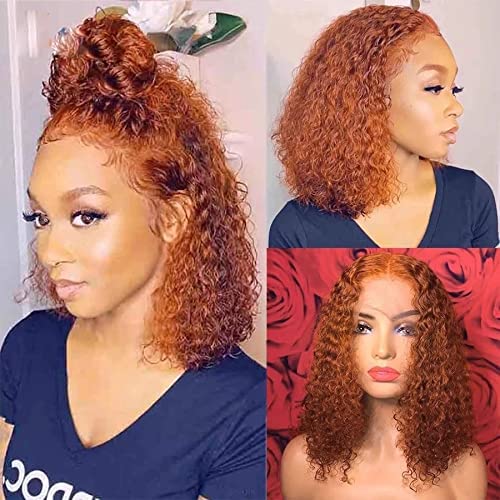 CENHIEE Ginger Orange Curly Human Hair Perucă scurtă Bouncy Curly Bob peruci neprelucrate Brazilian Vrigin Human Hair