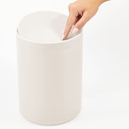 Mdesign Plastic Small Slim Round 1,7 Gallon coș de gunoi cu capac de balansare detașabil - coș de gunoi, coș de coș de gunoi