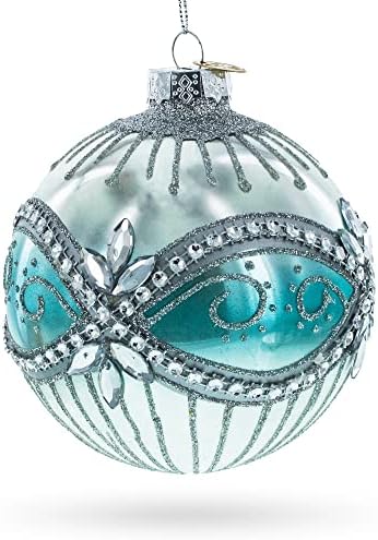 Ornament de Crăciun cu minge de argint cu bijuterii