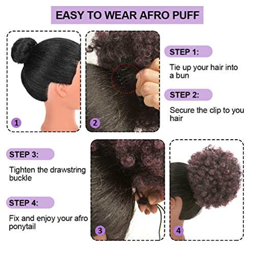 YEAME Afro Puff Cordon coada de cal pentru Femei negre, scurt Kinky cret Afro coada de cal sintetic pufuri de păr, Premium
