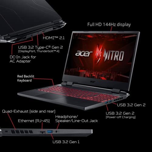 Acer Nitro 5 AN515-58-57y8 laptop pentru jocuri / Intel Core i5-12500h / NVIDIA GeForce RTX 3050 Ti laptop GPU / afișaj IPS