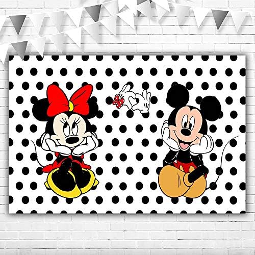Mickey și Minnie Mouse fundal gen dezvăluie 5x3 Alb polka Dot clasic Mickey și Minnie Mouse Baby Shower fundal vinil fundaluri de naștere pentru decorarea peretelui petrecerii