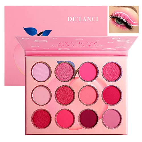 Beuself de ' lanci Pink Eyeshadow Palette, 12 culori Peach Matte & amp; Shimmer High Pigmented Mini machiaj Eyeshadow palet,