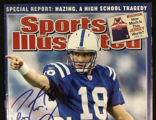 Peyton Manning a semnat Sports Illustrated 12/22/03 fără etichetă Colts Auto Hof JSA-reviste NFL cu autograf