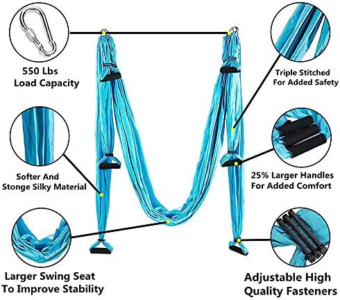 Ovyuzhen set de swing de yoga aerieni, extensie de trapez de hamac de yoga puternic, plafon antigravitate agățată yoga sling