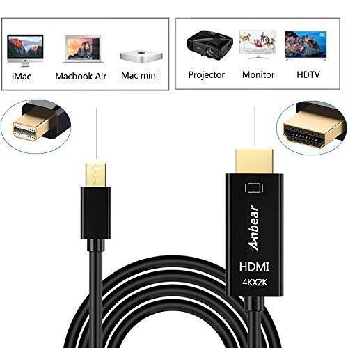 Anbear Mini DisplayPort la cablul HDMI 4K, Thunderbolt to HDMI Cable cu 6 metri până la 4K@30Hz