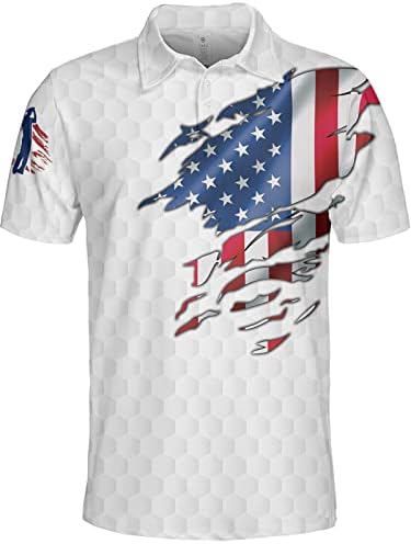 Cămăși de golf Pagymo pentru bărbați cămașă polo pentru bărbați amuzant swing patriotic steag american cămașă nebună de tipărire