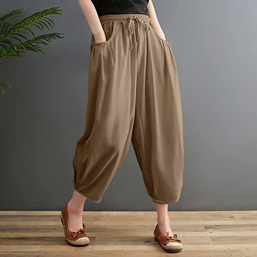 MIASHUI drăguț Sweatpants pentru femei noi Vrac Culoare solidă bumbac și lenjerie Dantela până Talie Elastic Pantaloni Casual