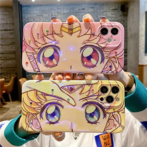 Wmjj telefon caz compatibil cu iPhone 13, irls femei minunat frumos Sailor Moon fete ochi Patten TPU silicon cauciuc telefon