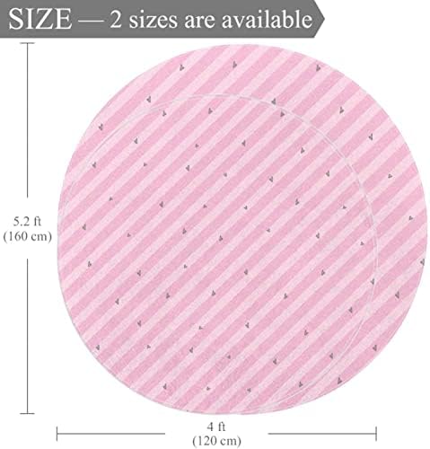 Llnsupply dimensiuni mari de 5 ft rotunde copii joacă zona covor dungă roz cu inimă covor non slip pentru copii covor playmat