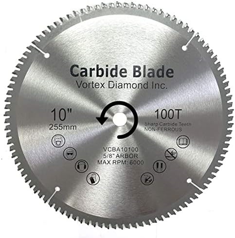 Vortex Diamond VAB 10 inch 100 dinți TCT lama de ferăstrău din metal non-feroasă cu arbor de 5/8