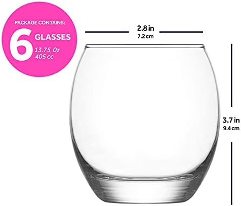 Lav Pahare scurte de băut Set de 6-pahare din sticlă transparentă Set 13,75 Oz-cupe de sticlă pentru cocktailuri-fabricat în