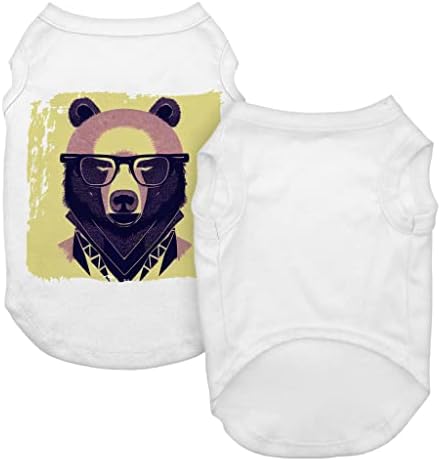 Rezervor de câini de artă hipster urs - tricou pentru câini animal - îmbrăcăminte unică pentru câini - alb, S