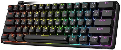 Punkston TH61 60% Tastatură de jocuri mecanice, RGB Backlit cu fir ultra-compact Mini Mecanic Tastatură Taste complete Programabile