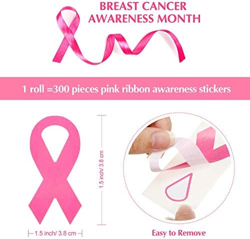300 de bucăți Cancer de sân Conștientizare roz Ribbon Stickers Cascadă Decaluri 12 bucăți Cancerul de sân Conștientizare roz
