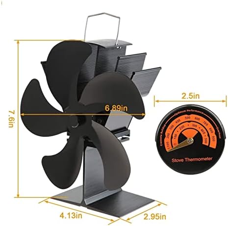 Yyyshopp 5-lame căldură alimentat semineu aragaz ventilator circulă cald încălzit aer Eco aragaz ventilator termometru pentru