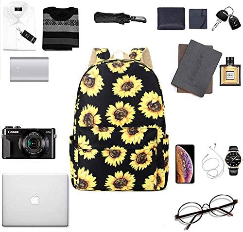 Rucsac școlar Natayoo Sunflower pentru fete, femei, rucsac pentru Laptop rezistent la apă, cu Port de încărcare USB, Geantă de carte ușoară pentru colegiu