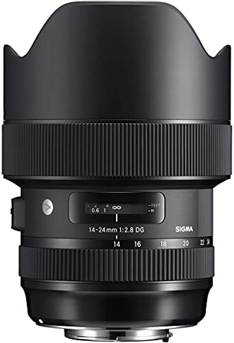 Sigma 14-24mm F2.8 DG HSM Art Art Lead Zoom Zoom Lens, pentru camerele Nikon DSLR-Bundle cu acoperire de ploaie de lens, umbră,